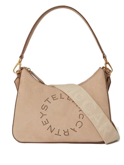 Stella Mccartney Logo-perforated Shoulder Bag In Neutral