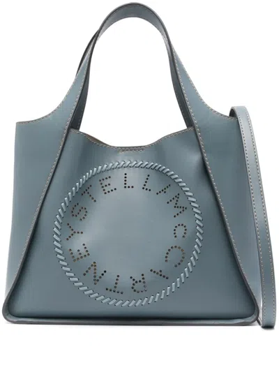 Stella Mccartney Logo-perforated Shoulder Bag In Blue
