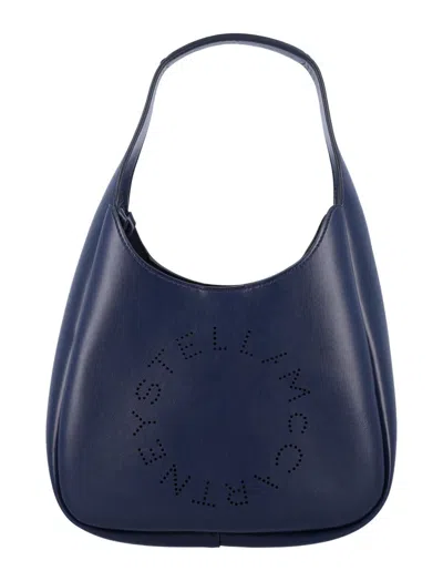 Stella Mccartney Logo Perforated Small Hobo Bag In Blue