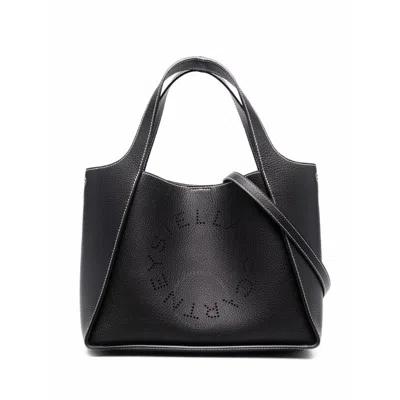 Stella Mccartney Logo Perforated Tote Bag In Black