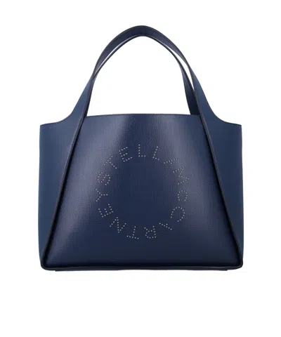 Stella Mccartney Logo Perforated Tote Bag In Blue