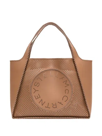 Stella Mccartney Logo-perforated Tote Bag In Braun
