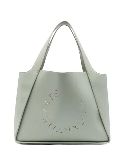 Stella Mccartney Logo Perforated Tote Bag In Green
