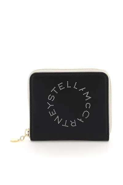Stella Mccartney Logo Perforated Zipped Wallet In Black