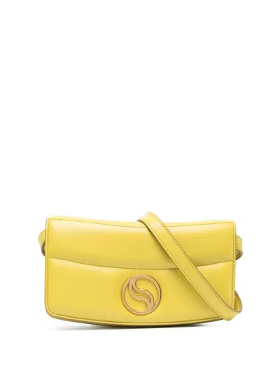 Stella Mccartney Logo Plaque Crossbody Bag In Yellow