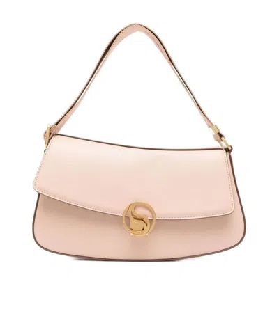 Stella Mccartney Logo Plaque Fold-over Shoulder Bag In Nude