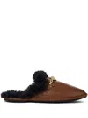 Stella Mccartney Ryder Backless Vegan Plush Teddy-lined Loafers In Brown