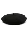 Stella Mccartney Logo-plaque Wool Beret In Black