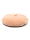 Stella Mccartney Logo-plaque Wool-felt Beret In Beige