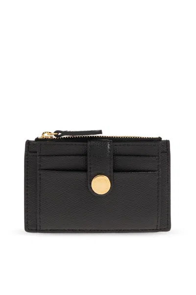 Stella Mccartney Logo-plaque Zip-pocket Card Holder In Black