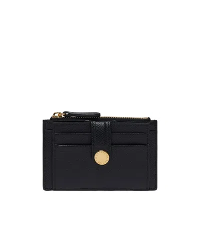 Stella Mccartney Logo-plaque Zip-pocket Card Holder In Black