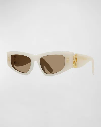 Stella Mccartney Logo Plastic Cat-eye Sunglasses In Ivory Brown