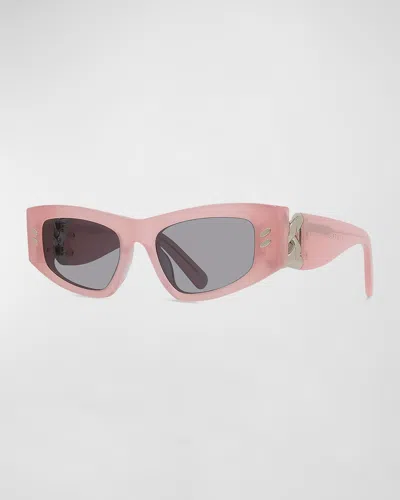Stella Mccartney Logo Plastic Cat-eye Sunglasses In Pink