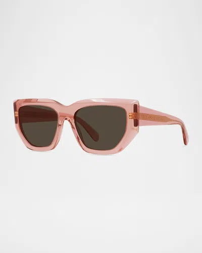 Stella Mccartney Logo Plastic Cat-eye Sunglasses In Spkbrnmr