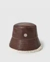 Stella Mccartney Logo Plush-lined Bucket Hat In Brown