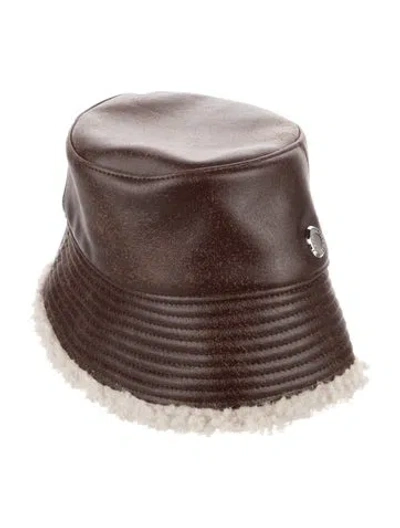 Pre-owned Stella Mccartney Logo Plush-lined Bucket Hat In Brown