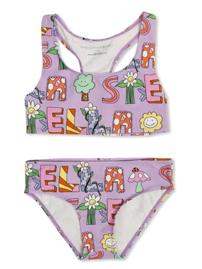 Stella Mccartney Kids' Logo-print Bikini In Purple