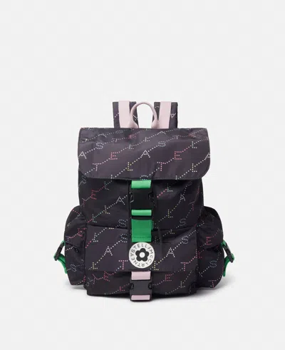 Stella Mccartney Logo Print Buckle Backpack In Black