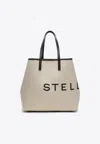Stella Mccartney Logo Canvas Shopper Tote Bag In Cream