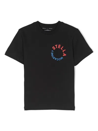 Stella Mccartney Kids' Logo-print Cotton T-shirt In Black