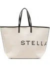 Stella Mccartney Spacious Structured Tote Bag With Bold Logo In Neutral