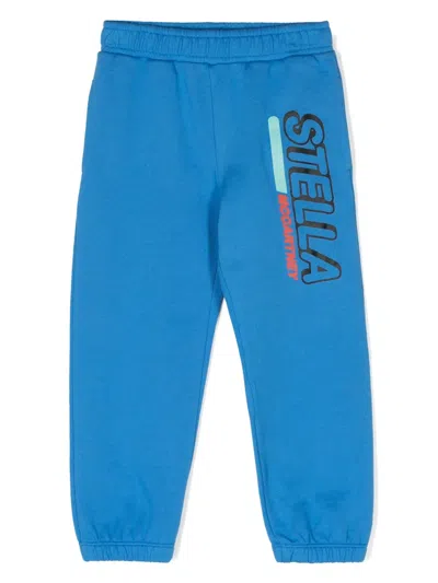 Stella Mccartney Kids' Logo-print Cotton Track Pants In Blue