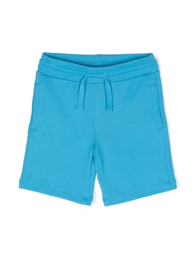 Stella Mccartney Kids' Logo-print Cotton Track Shorts In Blue