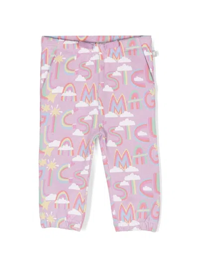 Stella Mccartney Babies' Logo-print Cotton Trousers In Purple