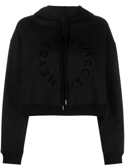 Stella Mccartney Logo-print Cropped Cotton Sweatshirt In Schwarz