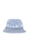 Stella Mccartney Light Blue Logo-print Denim Bucket Hat In Blue