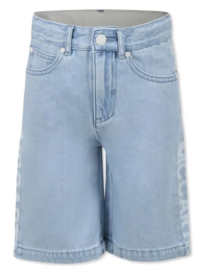 STELLA MCCARTNEY LOGO-PRINT DENIM SHORTS
