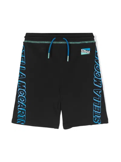 Stella Mccartney Kids' Logo-print Jersey Shorts In 黑色