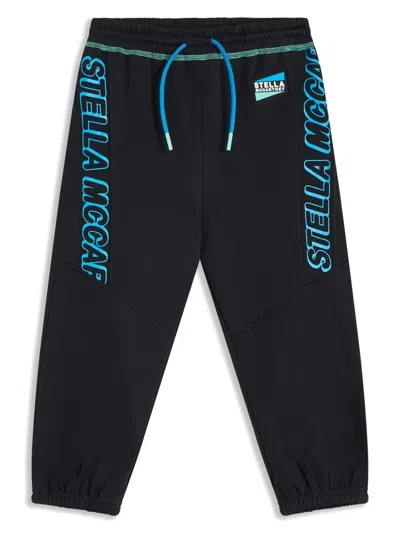 Stella Mccartney Kids' Logo-print Organic Cotton Track Pants In Black