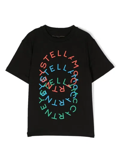 Stella Mccartney Kids' Logo-print Short-sleeve T-shirt In Black