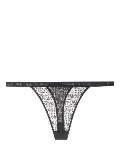 Stella Mccartney Logo-print String Thong In Black