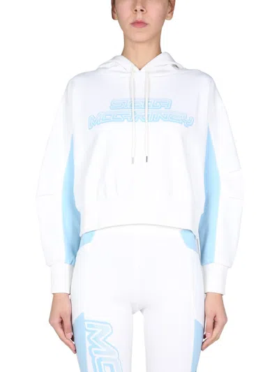 Stella Mccartney Logo Print Sweatshirt With Hood And Drawstring In White