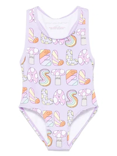 Stella Mccartney Babies' Logo-print Swimsuit In Purple