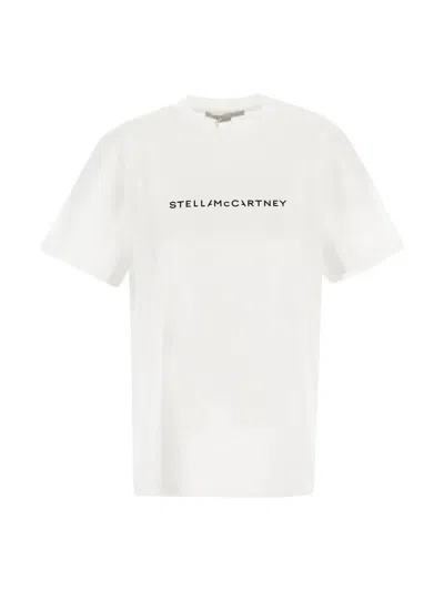 Stella Mccartney Logo Print T-shirt In Neutrals