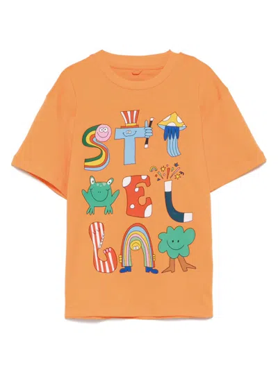 Stella Mccartney Kids' Logo-print T-shirt In Orange
