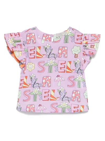 Stella Mccartney Kids' Oberteil Mit Logo-print In Violett