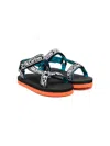 Stella Mccartney Logo-print Touch Strap Sandals In Black