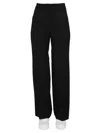 Stella Mccartney Logo Print High Waist Wide Leg Trousers In Black