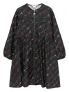 Stella Mccartney Logo Print Zip-up Dress In Black