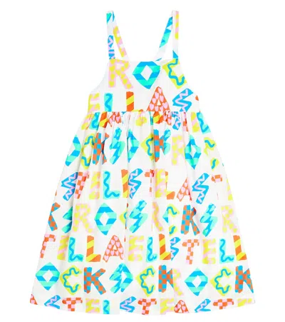 Stella Mccartney Kids' Logo Printed Cotton Dress In White