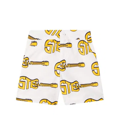 Stella Mccartney Kids' Logo Printed Cotton Shorts In White
