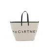 Stella Mccartney Ecru Cotton-blend Tote Bag With Logo In Beige
