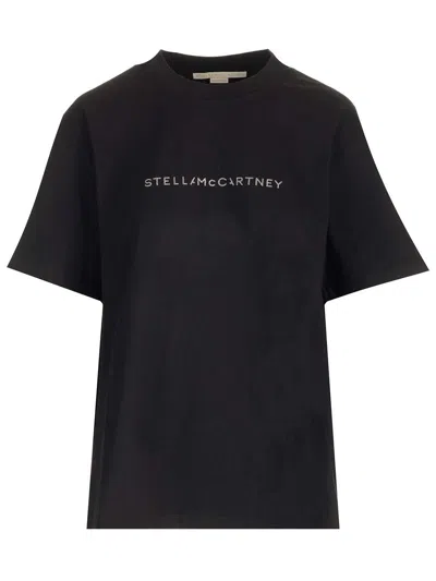Stella Mccartney Logo Printed Crewneck T-shirt In Black