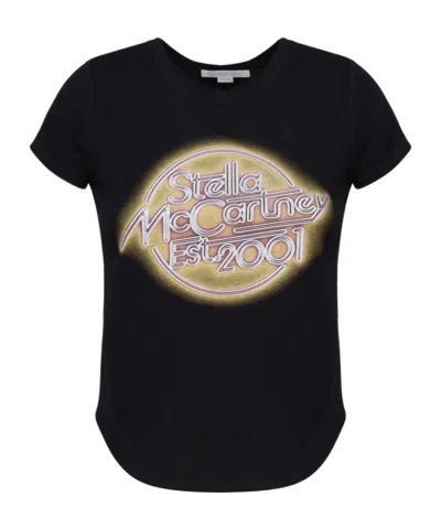 Stella Mccartney Logo Printed Crewneck T-shirt In Black