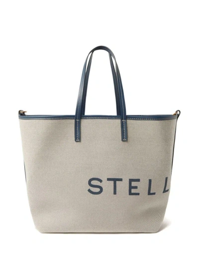 Stella Mccartney Logo Printed Tote Bag In Grey
