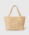 Stella Mccartney Logo Raffia Large Tote Bag In Natural